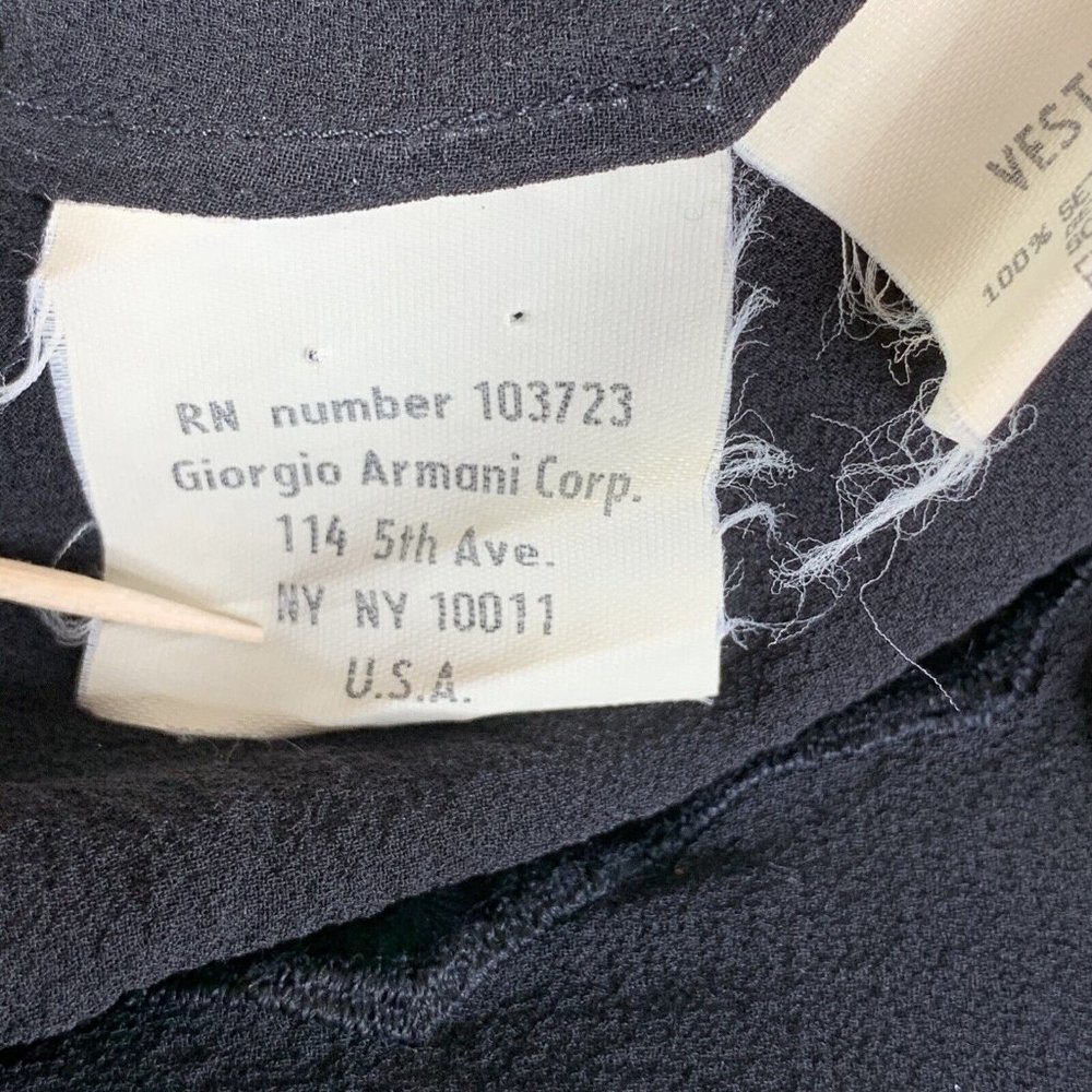 Giorgio Armani Dress Womans 40 Black Silk Embroid Silk Flowers Sparkle Sp Straps - Picture 11 of 11